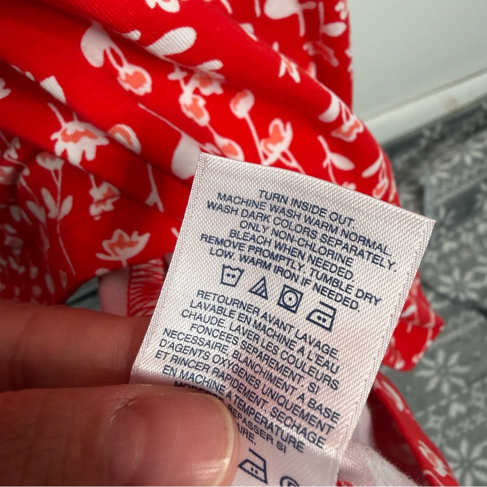 NWOT Lands' End Twist-Front Floral Maxi Dress Orange/Red White 1X Stretch Casual - Picture 7 of 9
